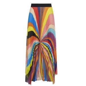Alice + Olivia Katz Maxi Pleated skirt in Pomelo Stripe